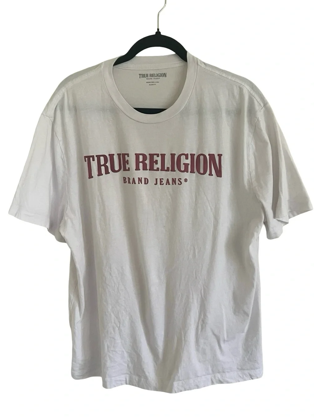 True Religion White Cotton Short Sleeve Logo Tee Medium